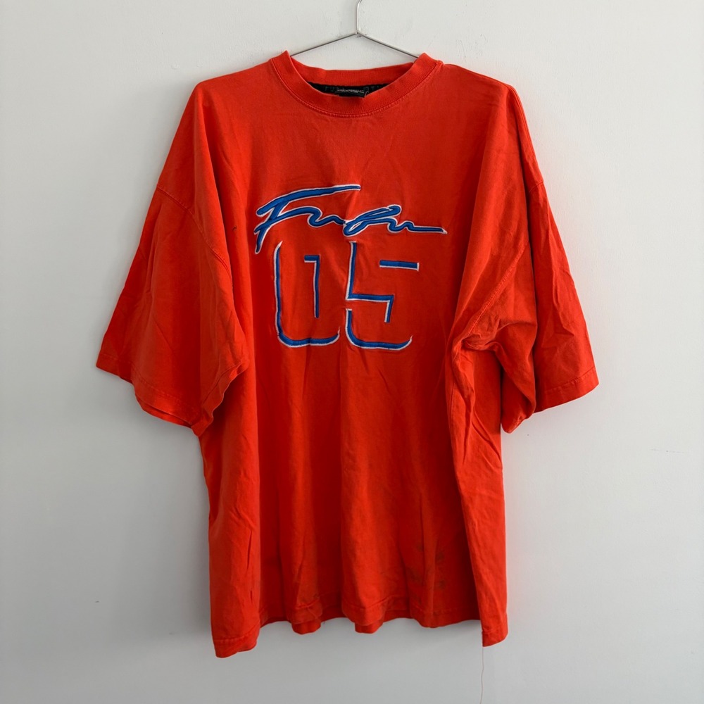 FUBU The Collection XXL Orange Graphic T-Shirt Mens Vintage 05 Hip Hop